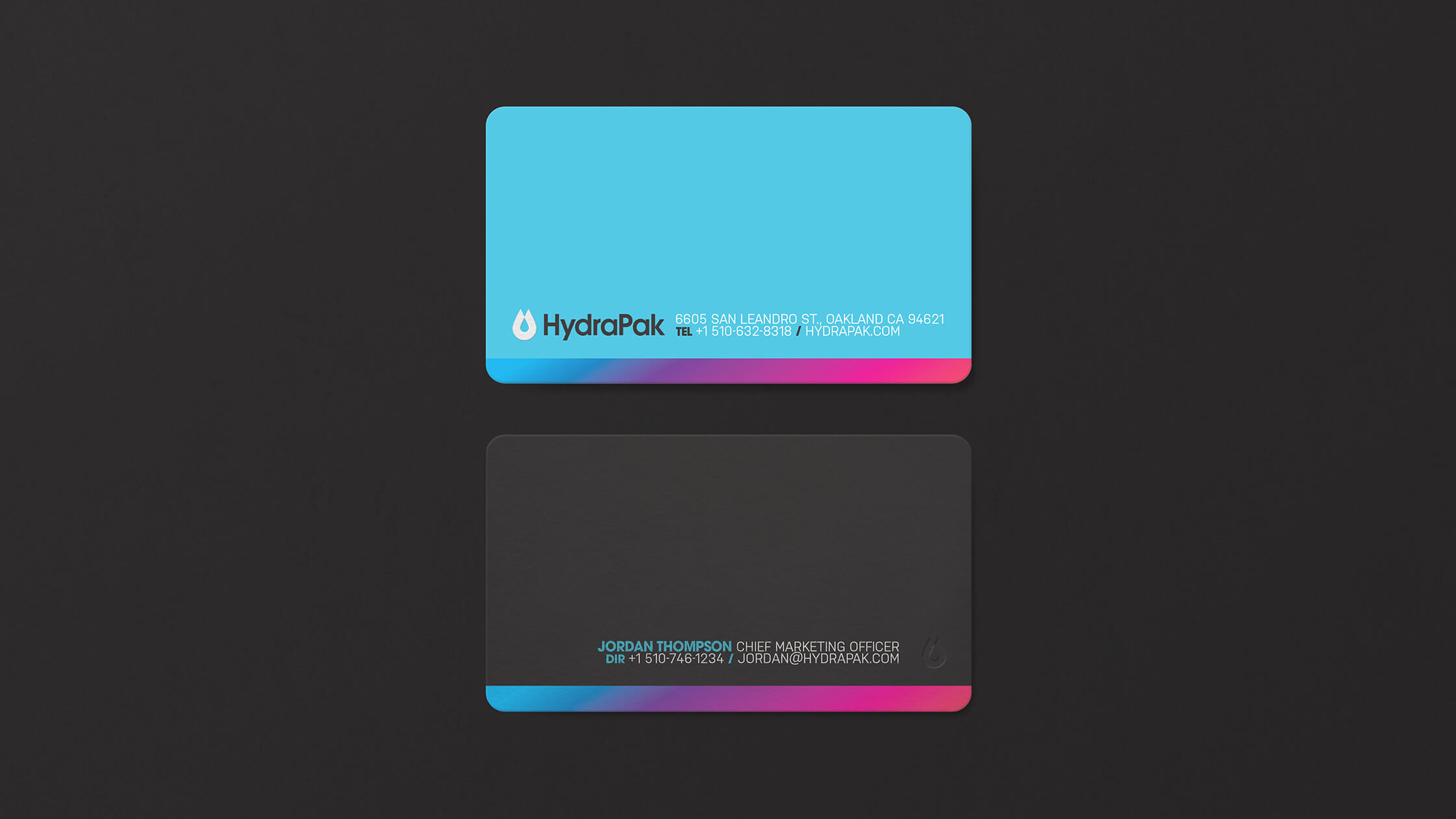 HydraPak double-sided embossed business card