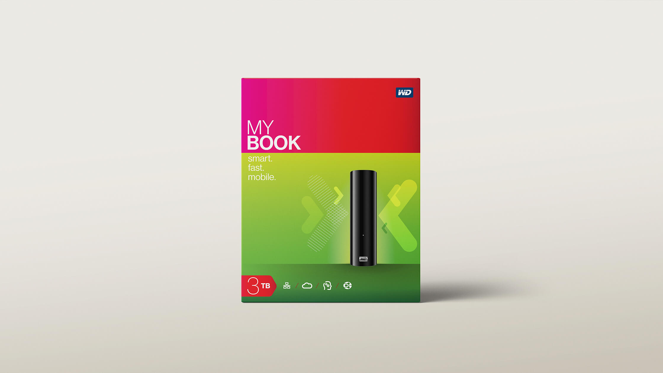 Color-coded retail packaging design system for Western Digital